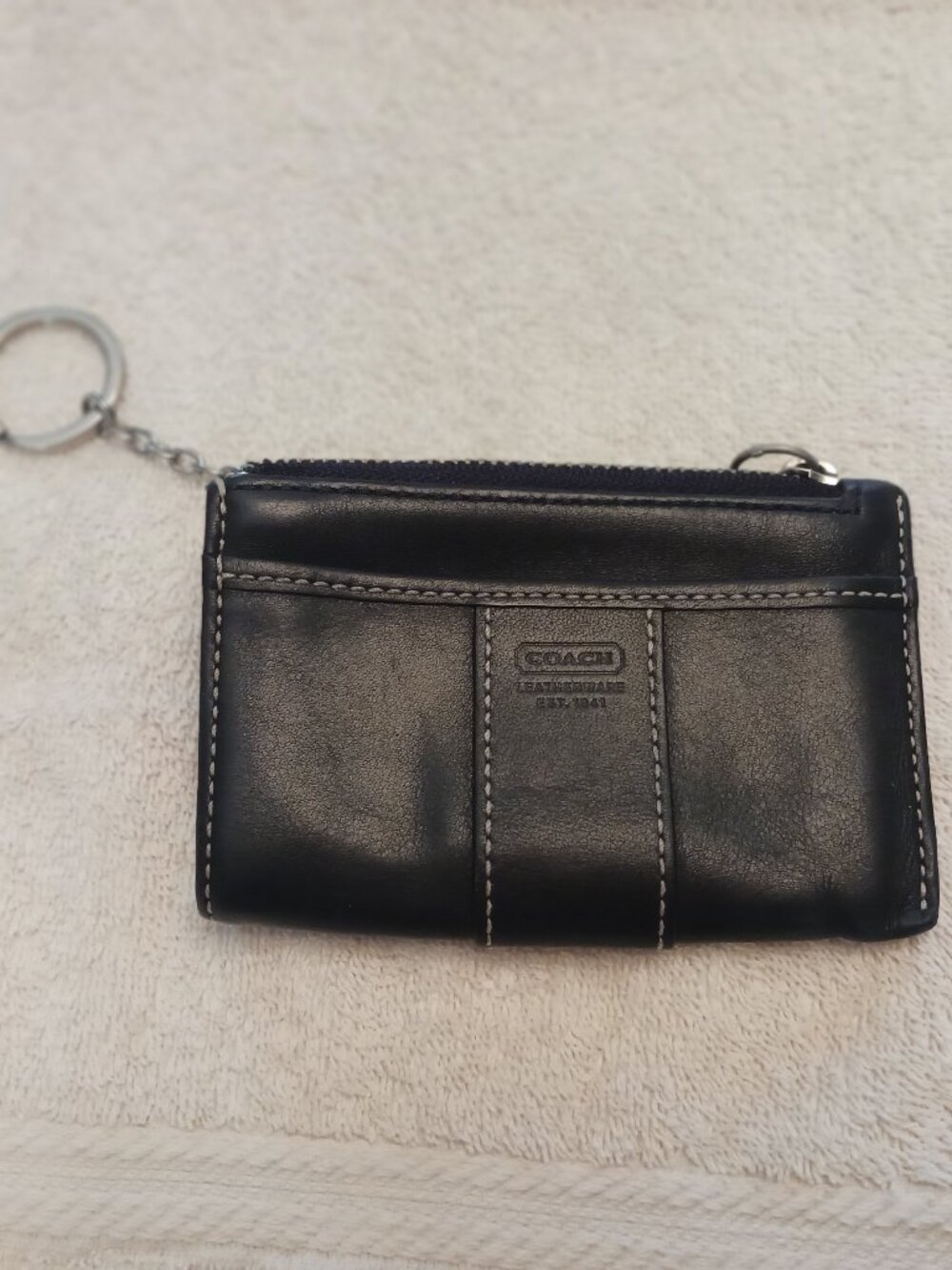 Vintage black leather Coach card case and coin wallet